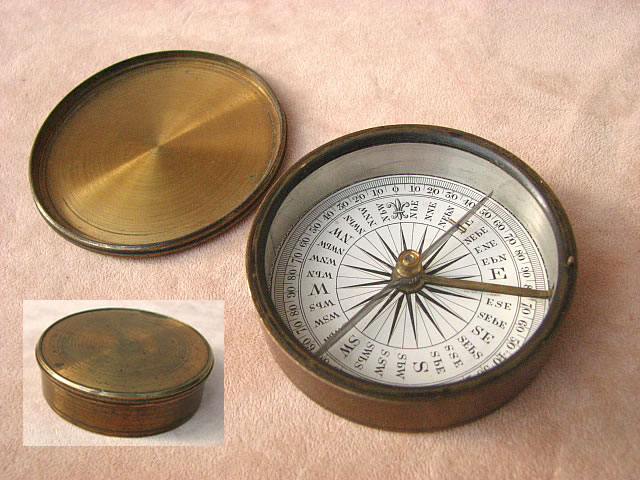 19th century explorers style  pocket compass circa 1880